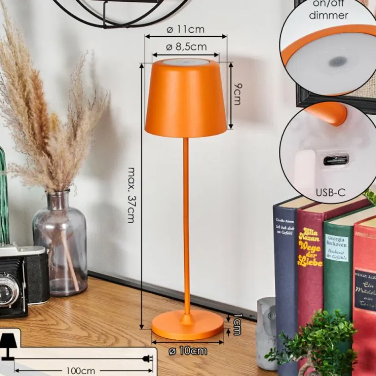 Belece Lampe de table d'extérieur, Lampe à poser LED Orange, 1 lumière