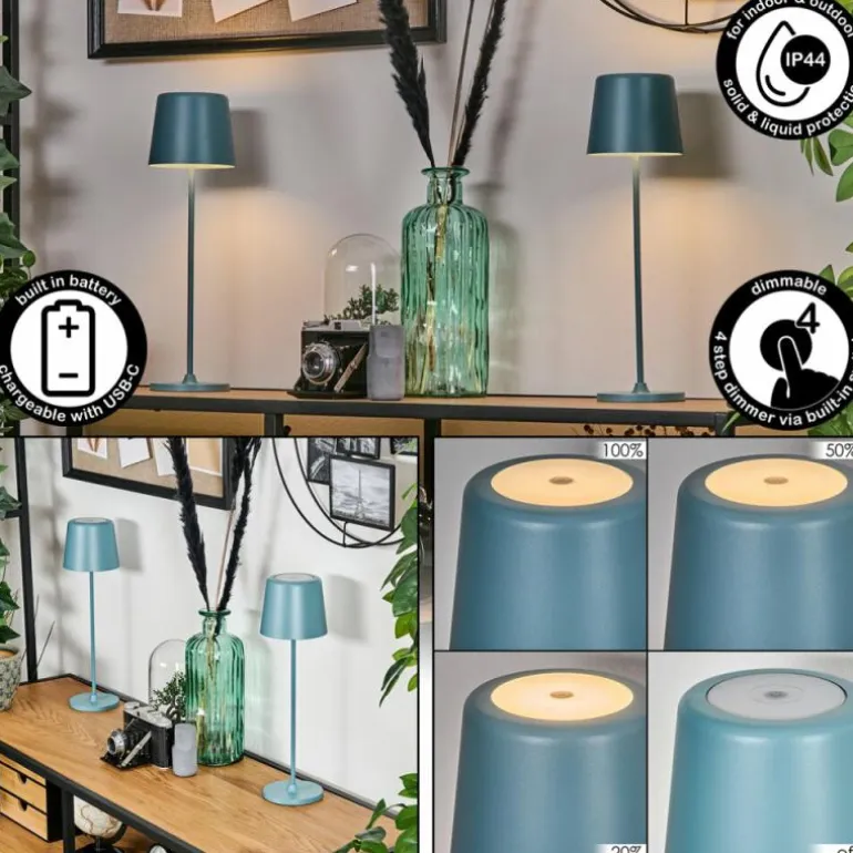 Belece Lampe de table d'extérieur, Lampe à poser LED Bleu, 1 lumière