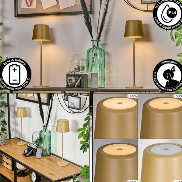 Belece Lampe de table d'extérieur, Lampe à poser LED Beige, 1 lumière
