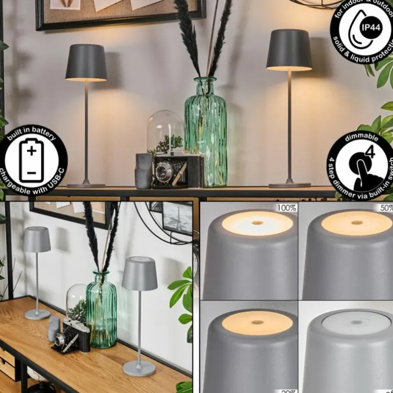 Belece Lampe de table d'extérieur, Lampe à poser LED Gris, 1 lumière
