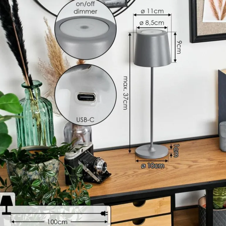 Belece Lampe de table d'extérieur, Lampe à poser LED Gris, 1 lumière