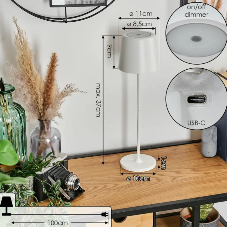 Belece Lampe de table d'extérieur, Lampe à poser LED Blanc, 1 lumière