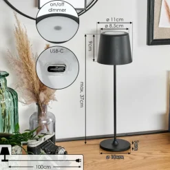Belece Lampe de table d'extérieur, Lampe à poser LED Noir, 1 lumière