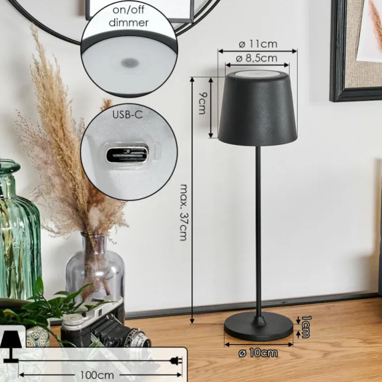 Belece Lampe de table d'extérieur, Lampe à poser LED Noir, 1 lumière