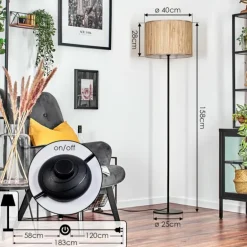 Bongal Lampadaire Écru, 1 lumière