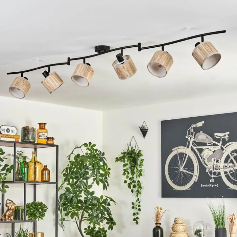 Bongal Plafonnier Noir, 6 lumières