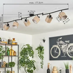 Bongal Plafonnier Noir, 6 lumières