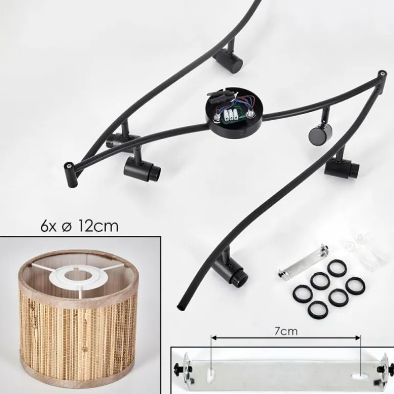 Bongal Plafonnier Noir, 6 lumières