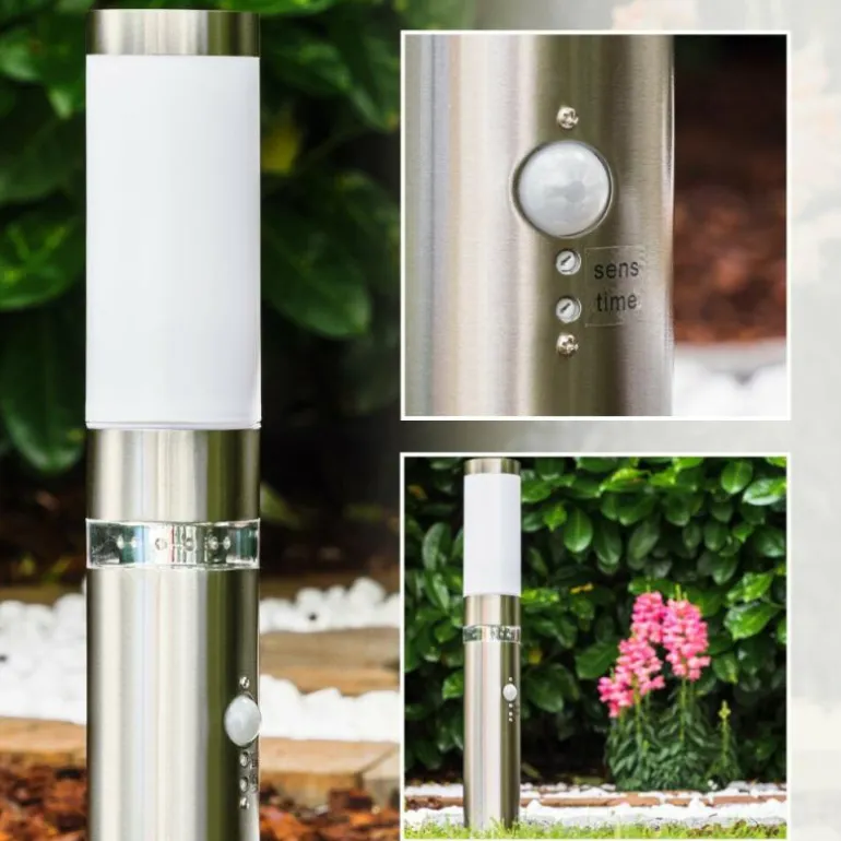 Borne d'éclairage Avize Acier inoxydable, 1 lumière, Détecteur de mouvement