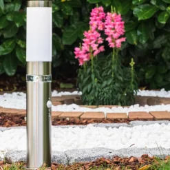 Borne d'éclairage Avize Acier inoxydable, 1 lumière, Détecteur de mouvement