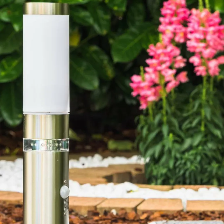 Borne d'éclairage Avize Acier inoxydable, 1 lumière, Détecteur de mouvement
