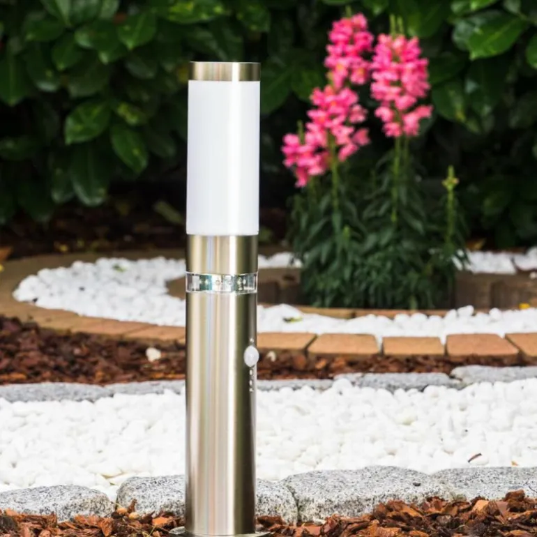 Borne d'éclairage Avize Acier inoxydable, 1 lumière, Détecteur de mouvement