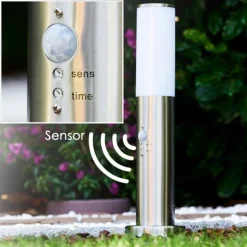 Borne d'éclairage Caserta Acier inoxydable, 1 lumière, Détecteur de mouvement
