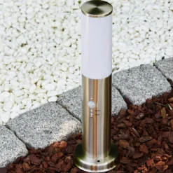 Borne d'éclairage Caserta Acier inoxydable, 1 lumière, Détecteur de mouvement