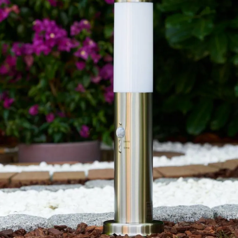 Borne d'éclairage Caserta Acier inoxydable, 1 lumière, Détecteur de mouvement