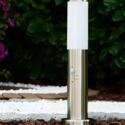 Borne d'éclairage Caserta Acier inoxydable, 1 lumière, Détecteur de mouvement