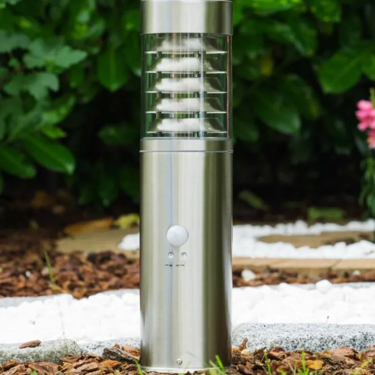 Borne d'éclairage Dakar Acier inoxydable, 1 lumière, Détecteur de mouvement