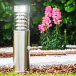 Borne d'éclairage Dakar Acier inoxydable, 1 lumière, Détecteur de mouvement