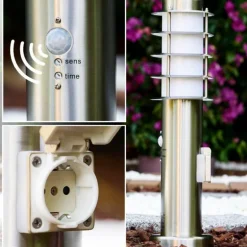 Borne d'éclairage Tunes Acier inoxydable, 1 lumière, Détecteur de mouvement