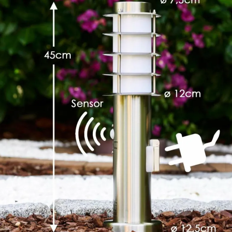 Borne d'éclairage Tunes Acier inoxydable, 1 lumière, Détecteur de mouvement