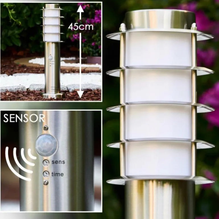 Borne d'éclairage Tunes Acier inoxydable, 1 lumière, Détecteur de mouvement
