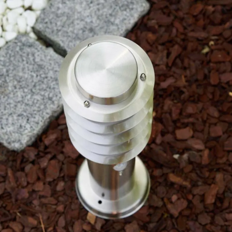 Borne d'éclairage Tunes Acier inoxydable, 1 lumière, Détecteur de mouvement