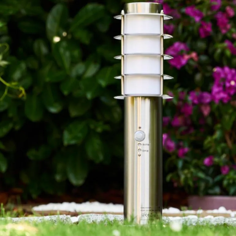 Borne d'éclairage Tunes Acier inoxydable, 1 lumière, Détecteur de mouvement