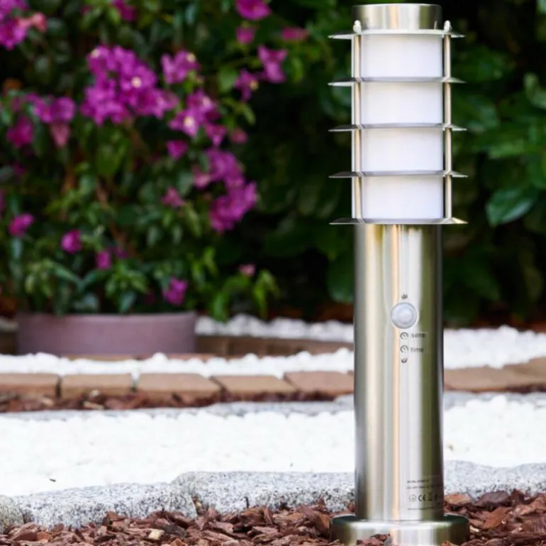 Borne d'éclairage Tunes Acier inoxydable, 1 lumière, Détecteur de mouvement