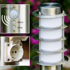 Borne d'éclairage Tunes Acier inoxydable, 1 lumière, Détecteur de mouvement