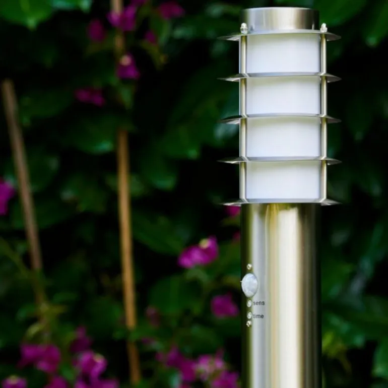 Borne d'éclairage Tunes Acier inoxydable, 1 lumière, Détecteur de mouvement