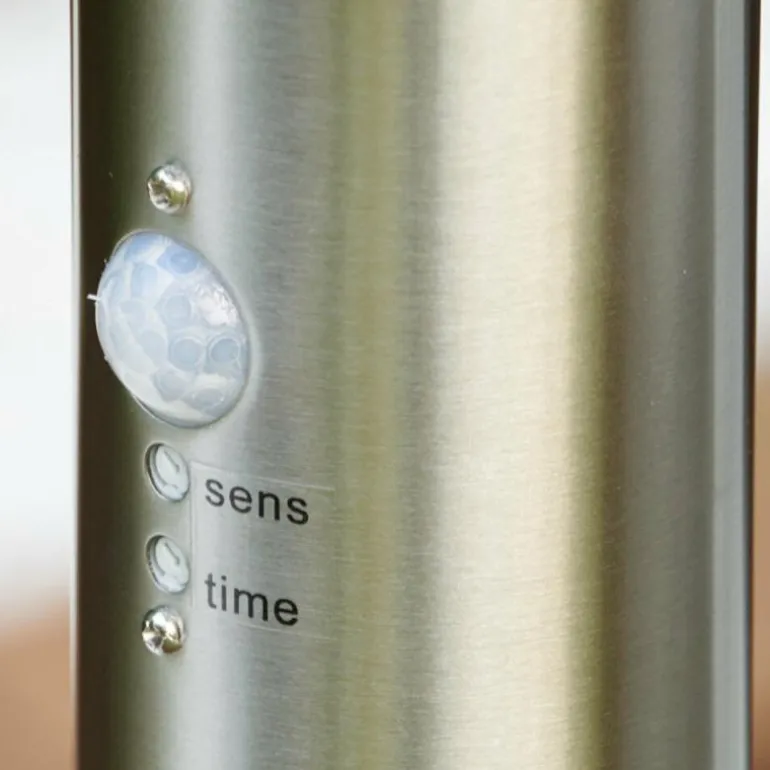 Borne d'éclairage Tunes Acier inoxydable, 1 lumière, Détecteur de mouvement