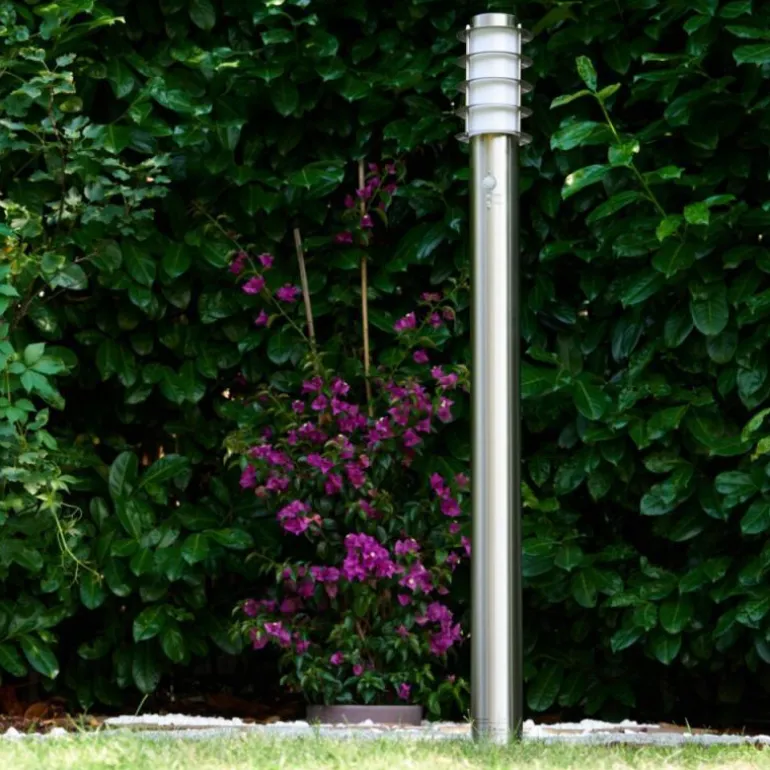 Borne d'éclairage Tunes Acier inoxydable, 1 lumière, Détecteur de mouvement