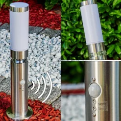 Borne d'éclairage Walise Acier inoxydable, 1 lumière, Détecteur de mouvement