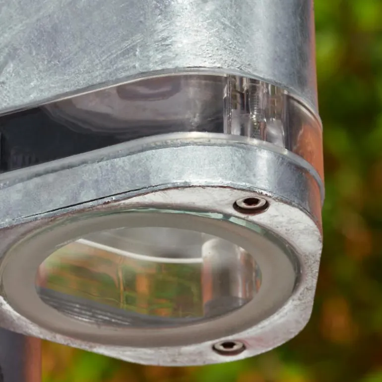 Borne lumineuse Amyton Acier inoxydable, Transparent, Zingué, 1 lumière