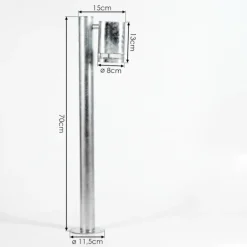 Borne lumineuse Amyton Acier inoxydable, Transparent, Zingué, 1 lumière