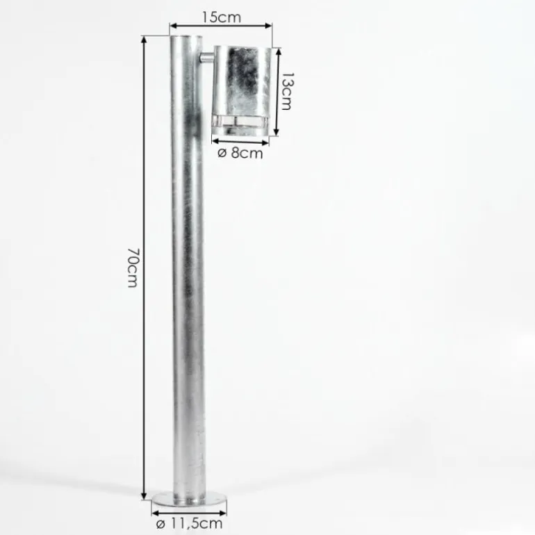 Borne lumineuse Amyton Acier inoxydable, Transparent, Zingué, 1 lumière