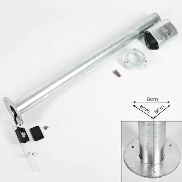 Borne lumineuse Amyton Acier inoxydable, Transparent, Zingué, 1 lumière