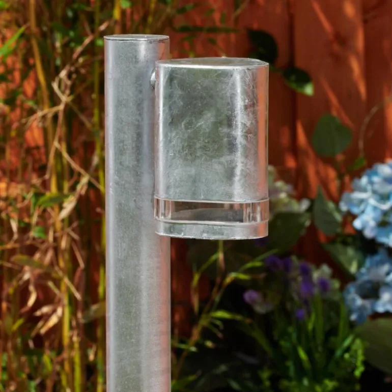 Borne lumineuse Amyton Acier inoxydable, Transparent, Zingué, 1 lumière