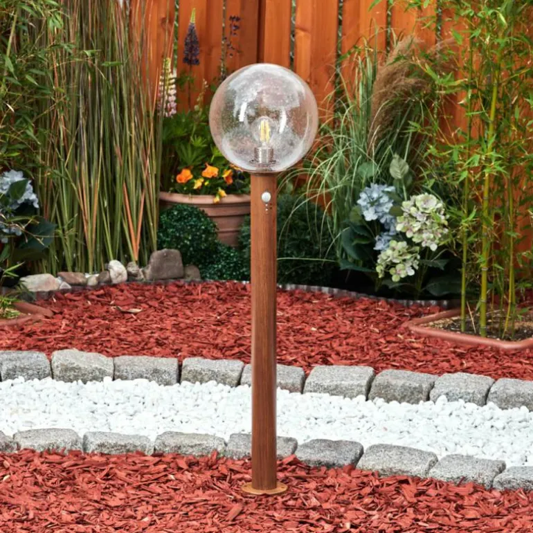 Borne lumineuse Bubodefo Brun, Couleur bois, 1 lumière, Détecteur de mouvement