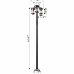 Borne lumineuse Eloida Anthracite, 3 lumières