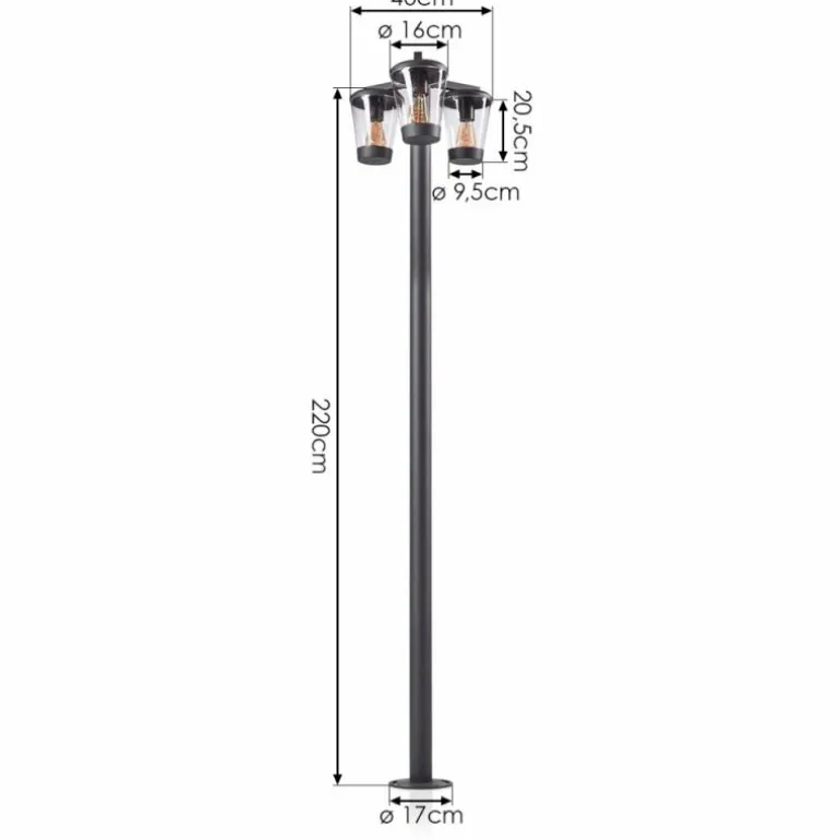 Borne lumineuse Eloida Anthracite, 3 lumières