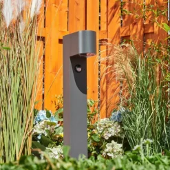 Borne lumineuse Kingstown Anthracite, 1 lumière, Détecteur de mouvement