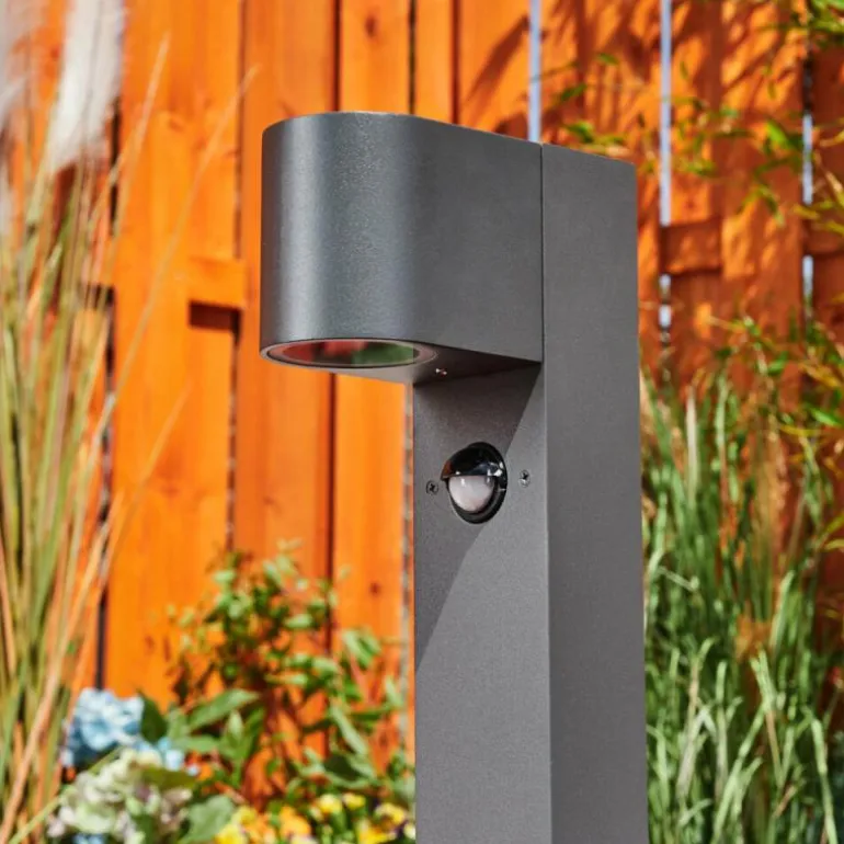 Borne lumineuse Kingstown Anthracite, 1 lumière, Détecteur de mouvement