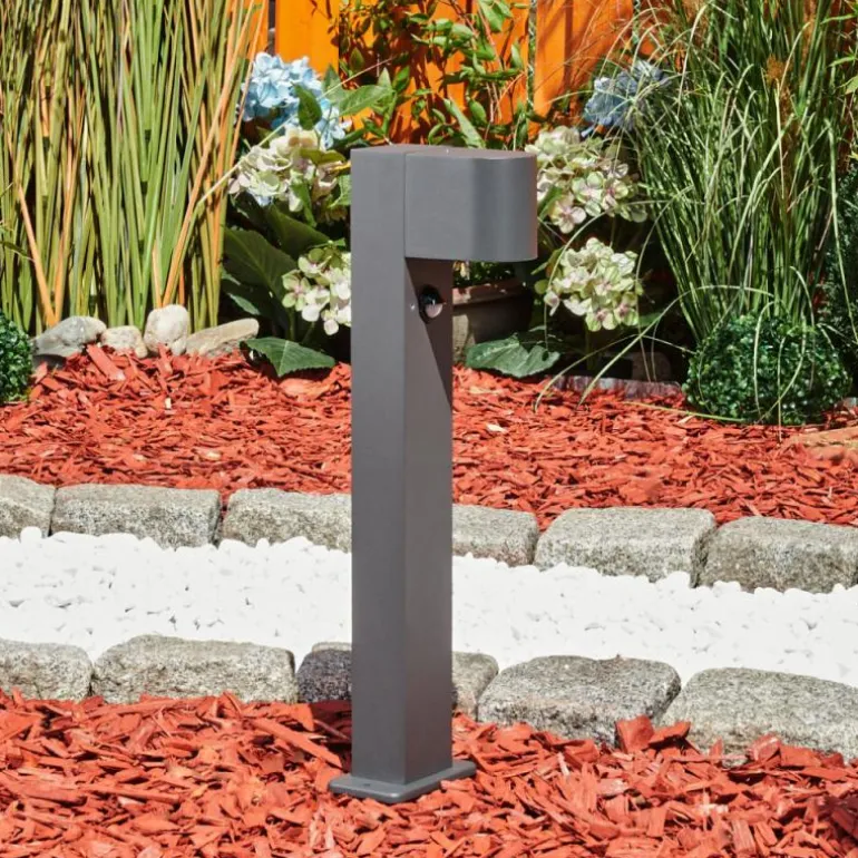 Borne lumineuse Kingstown Anthracite, 1 lumière, Détecteur de mouvement