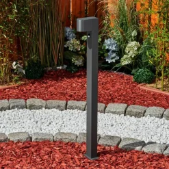 Borne lumineuse Kingstown Anthracite, 1 lumière, Détecteur de mouvement