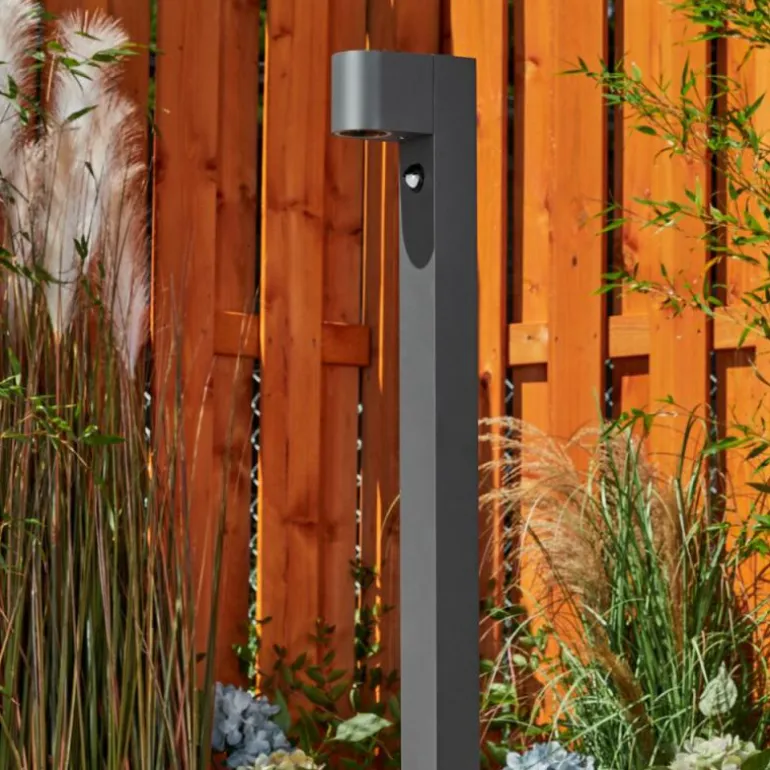 Borne lumineuse Kingstown Anthracite, 1 lumière, Détecteur de mouvement