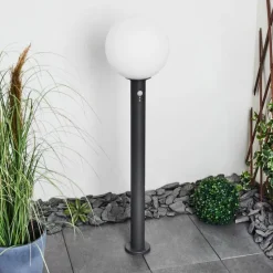Borne lumineuse Bubodefo Anthracite, 1 lumière, Détecteur de mouvement