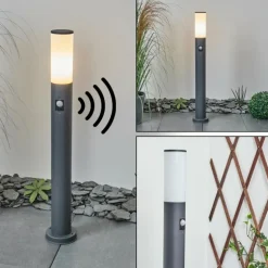 Borne lumineuse Caserta Anthracite, 1 lumière, Détecteur de mouvement
