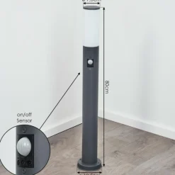 Borne lumineuse Caserta Anthracite, 1 lumière, Détecteur de mouvement