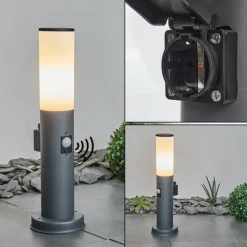 Borne lumineuse Caserta Anthracite, 1 lumière, Détecteur de mouvement